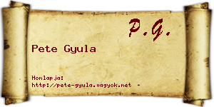 Pete Gyula névjegykártya